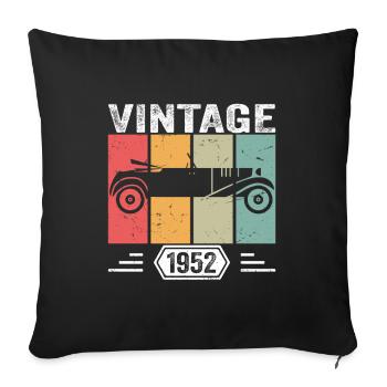 Classique depuis 1952, cadeau d’anniversaire de voiture ancienne 1952 - Housse de coussin décorative 45 x 45 cm - noir - Devant