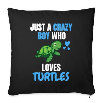 Crazy Young Sea Animal Gift Turtle - Sofa pillowcase 17,3'' x 17,3'' (45 x 45 cm) - black - Front