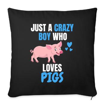 Farm Animal Farmer Boys Gift Pig - Sofa pillowcase 17,3'' x 17,3'' (45 x 45 cm) - black - Front