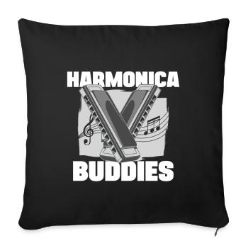 Harmonica Buddies Harmonicist Mouth Organ Gift - Sofakissenbezug 45 x 45 cm - Schwarz - Vorne