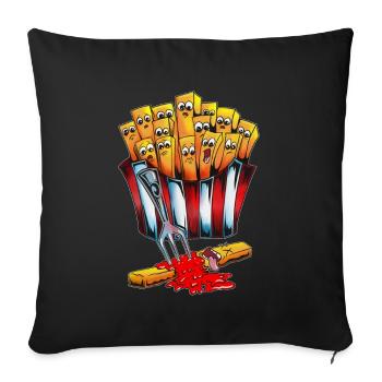 Mayo and ketchup Fast food Fatty food French fries - Sofa pillowcase 17,3'' x 17,3'' (45 x 45 cm) - black - Front