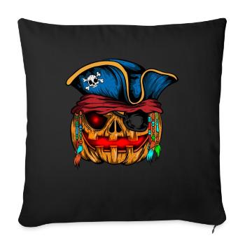 Pirate Pumpkin Glowing Skeleton Halloween - Sofa pillowcase 17,3'' x 17,3'' (45 x 45 cm) - black - Front