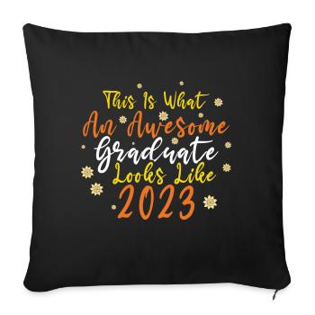 Awesome Graduate Graduating 2023 Graduation - Sofa pillowcase 17,3'' x 17,3'' (45 x 45 cm) - black - Front