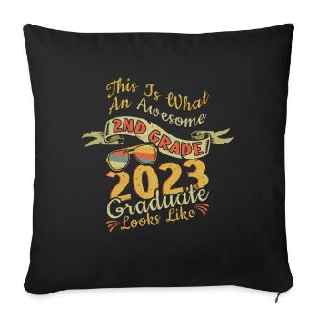 Retro Awesome 2nd Grade Graduate Graduating 2023 - Sofa pillowcase 17,3'' x 17,3'' (45 x 45 cm) - black - Front