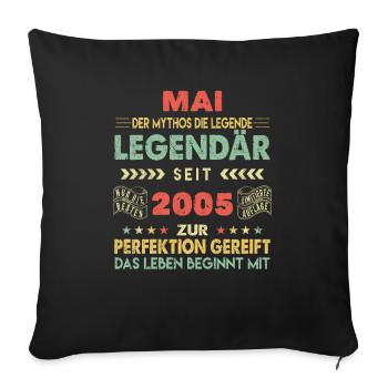 18. Geburtstag Mai Jahrgang 2005 Vintage - Sofakissenbezug 45 x 45 cm - Schwarz - Vorne