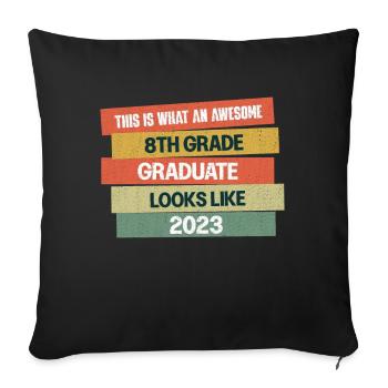 Retro Awesome 8th Grade Graduate Graduating 2023 - Sofa pillowcase 17,3'' x 17,3'' (45 x 45 cm) - black - Front
