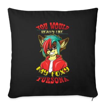 Fursona Proud Furry Tail Ear Furry Person Cosplay - Housse de coussin décorative 45 x 45 cm - noir - Devant