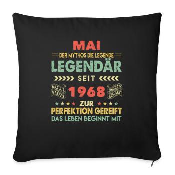55. Geburtstag Mai Jahrgang 1968 Vintage - Sofakissenbezug 45 x 45 cm - Schwarz - Vorne