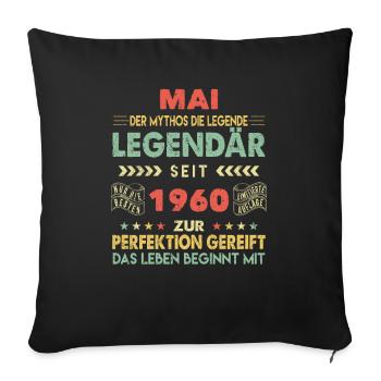 63. Geburtstag Mai Jahrgang 1960 Vintage - Sofakissenbezug 45 x 45 cm - Schwarz - Vorne