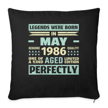 37th Birthday May Vintage 1986 Vintage - Sofa pillowcase 17,3'' x 17,3'' (45 x 45 cm) - black - Front