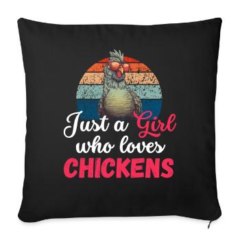 Farmer Just a Girl Who Loves Chickens Retro Chicken - Sofa pillowcase 17,3'' x 17,3'' (45 x 45 cm) - black - Front