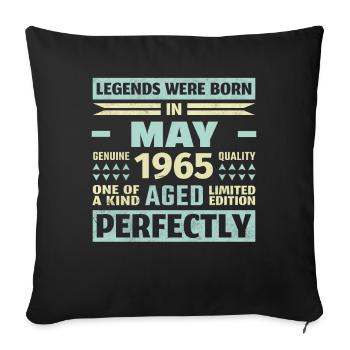 58ème anniversaire mai millésime 1965 millésime - Housse de coussin décorative 45 x 45 cm - noir - Devant