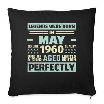 63. Geburtstag Mai Jahrgang 1960 Vintage - Sofakissenbezug 45 x 45 cm - Schwarz - Vorne