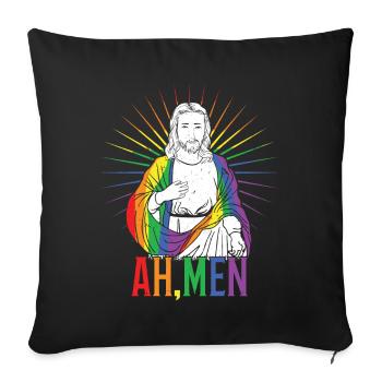 Funny Jesus Gay LGBTQ Rainbow LGBT Pride Month - Sofa pillowcase 17,3'' x 17,3'' (45 x 45 cm) - black - Front