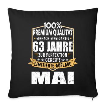 63. Geburtstag Mai Jahrgang 1960 Vintage - Sofakissenbezug 45 x 45 cm - Schwarz - Vorne