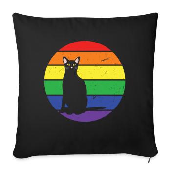 Rainbow Cat Gay LGBTQ Arc-en-ciel LGBT Mois de la fierté LGBT - Housse de coussin décorative 45 x 45 cm - noir - Devant