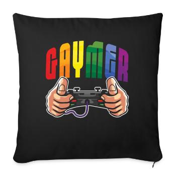Gay Gamer LGBTQ Rainbow LGBT Pride Month - Housse de coussin décorative 45 x 45 cm - noir - Devant