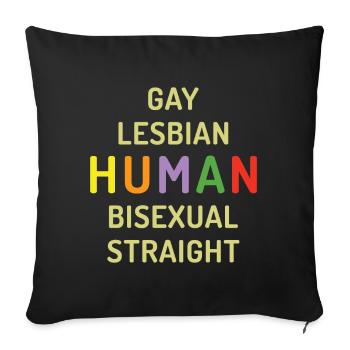 Humanity Human LGBTQ Rainbow LGBT Pride Month - Sofa pillowcase 17,3'' x 17,3'' (45 x 45 cm) - black - Front