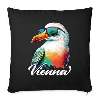 Vienna Austria Holiday Seagull with sunglasses - Sofa pillowcase 17,3'' x 17,3'' (45 x 45 cm) - black - Front