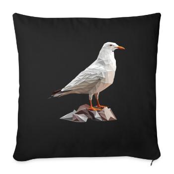 Polygon Möwe auf Felsen - Sofakissenbezug 45 x 45 cm - Schwarz - Vorne