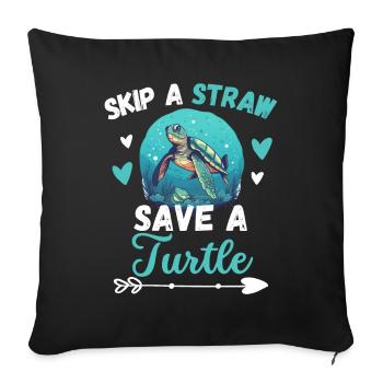 Tortue de mer Animal océanique Sauvons la tortue - Housse de coussin décorative 45 x 45 cm - noir - Devant