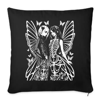 Fairycore Aesthetics Skeleton Fairy Goth Gothic G - Sofa pillowcase 17,3'' x 17,3'' (45 x 45 cm) - black - Front