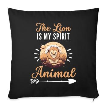 The lion is my spiritual animal Funny lion - Sofa pillowcase 17,3'' x 17,3'' (45 x 45 cm) - black - Front