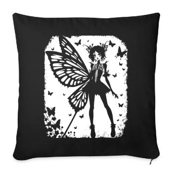 Fairycore Aesthetics Skeleton Fairy Goth Gothic G - Sofa pillowcase 17,3'' x 17,3'' (45 x 45 cm) - black - Front