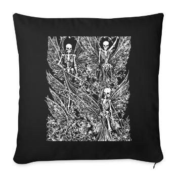Fairycore Aesthetics Skeleton Fairy Goth Gothic G - Sofa pillowcase 17,3'' x 17,3'' (45 x 45 cm) - black - Front