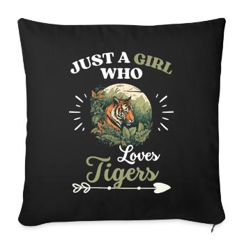 Zoo Animal Tiger Women Girl Gift Tiger - Sofa pillowcase 17,3'' x 17,3'' (45 x 45 cm) - black - Front