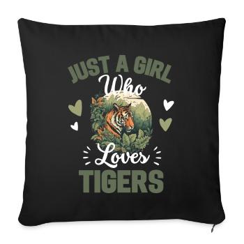 Tiger Girl Gift Predator Women Tiger - Sofa pillowcase 17,3'' x 17,3'' (45 x 45 cm) - black - Front
