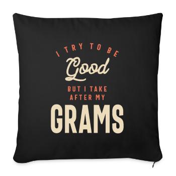 Grandma's Influence - Grams - Sofa pillowcase 17,3'' x 17,3'' (45 x 45 cm) - black - Front