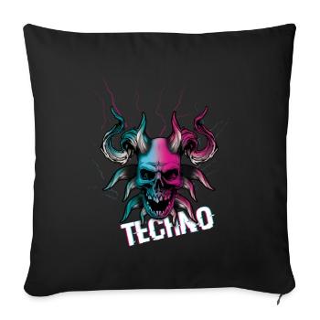 Skull Devil Raver Rave Hard Techno Dark Tekno - Housse de coussin décorative 45 x 45 cm - noir - Devant