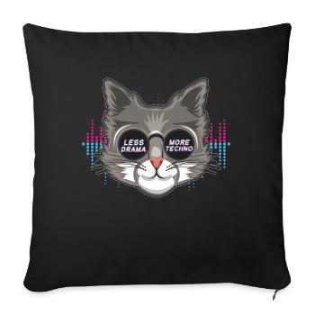 Moins dramatique DJ Raver Rave Hard Techno Dark Tekno - Housse de coussin décorative 45 x 45 cm - noir - Devant