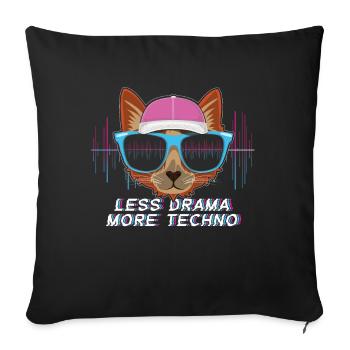 Plus tekno DJ Raver Rave Hard Techno Dark Tekno - Housse de coussin décorative 45 x 45 cm - noir - Devant