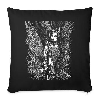 Fairycore Aesthetics Skeleton Fairy Goth Gothic G - Sofa pillowcase 17,3'' x 17,3'' (45 x 45 cm) - black - Front