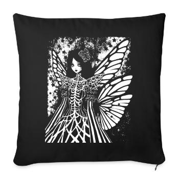 Fairycore Aesthetics Skeleton Fairy Goth Gothic G - Sofa pillowcase 17,3'' x 17,3'' (45 x 45 cm) - black - Front
