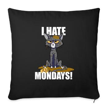 Cat i hate mondays funny monday saying - Sofa pillowcase 17,3'' x 17,3'' (45 x 45 cm) - black - Front