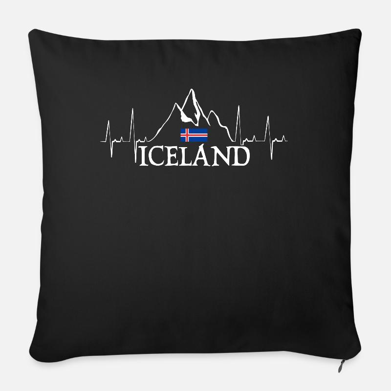 Island Herzschlag Reise Island - Sofakissenbezug 45 x 45 cm - Schwarz