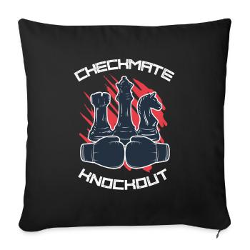 Schach und Boxen Chess Boxing Checkmate Knockout - Sofakissenbezug 45 x 45 cm - Schwarz - Vorne