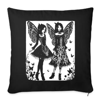 Fairycore Ästhetik Grunge Skelett Fee Goth G - Sofakissenbezug 45 x 45 cm - Schwarz - Vorne