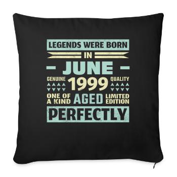 24th Birthday June Vintage 1999 Vintage - Sofa pillowcase 17,3'' x 17,3'' (45 x 45 cm) - black - Front