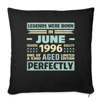 27th Birthday June Vintage 1996 Vintage - Sofa pillowcase 17,3'' x 17,3'' (45 x 45 cm) - black - Front
