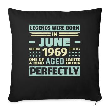 54. Geburtstag Juni Jahrgang 1969 Vintage - Sofakissenbezug 45 x 45 cm - Schwarz - Vorne