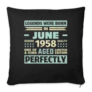 65th Birthday June Vintage 1958 Vintage - Sofa pillowcase 17,3'' x 17,3'' (45 x 45 cm) - black - Front