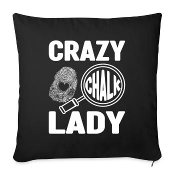 Crazy Chalk Lady Analyste enquêteur médico-légal - Housse de coussin décorative 45 x 45 cm - noir - Devant