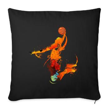 Basketteur Dunking Jump Fire Flame Retro - Housse de coussin décorative 45 x 45 cm - noir - Devant