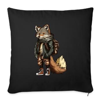 animaux de la forêt amis de la nature promenade en forêt randonnée - Housse de coussin décorative 45 x 45 cm - noir - Devant