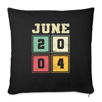 19th Birthday June Vintage 2004 Vintage - Sofa pillowcase 17,3'' x 17,3'' (45 x 45 cm) - black - Front