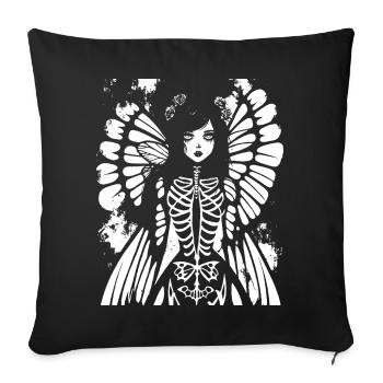 Fairycore Aesthetics Skeleton Fairy Goth Gothic G - Sofa pillowcase 17,3'' x 17,3'' (45 x 45 cm) - black - Front